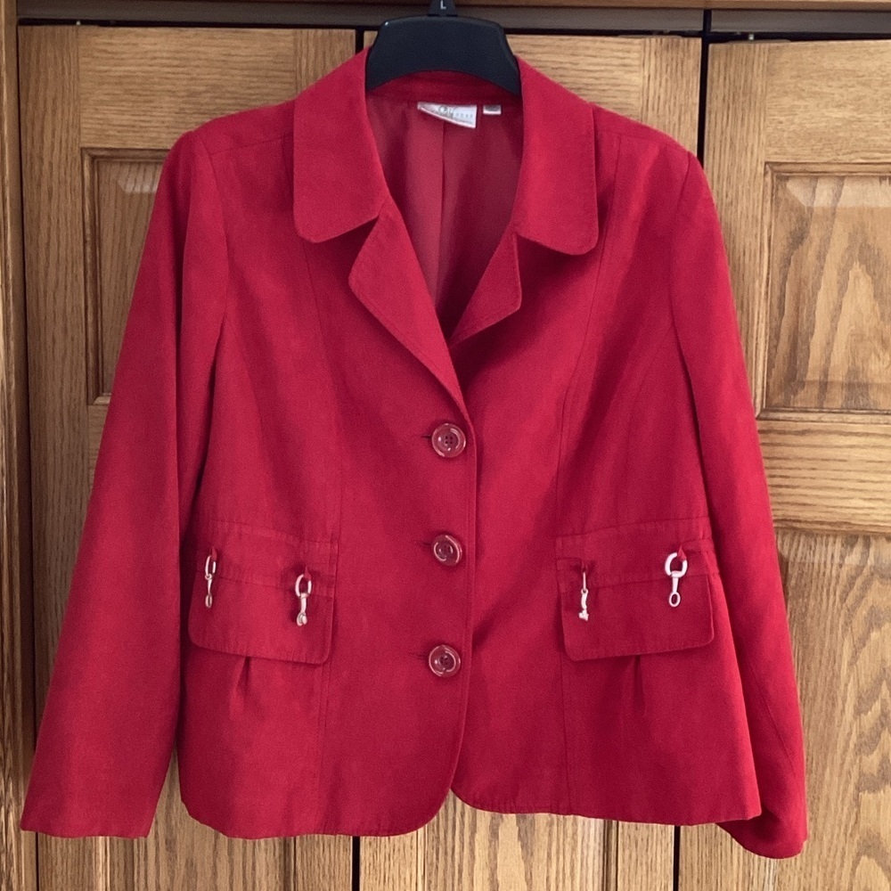 Studio Works velvety soft, deep Red Blazer. Women’s size 16W